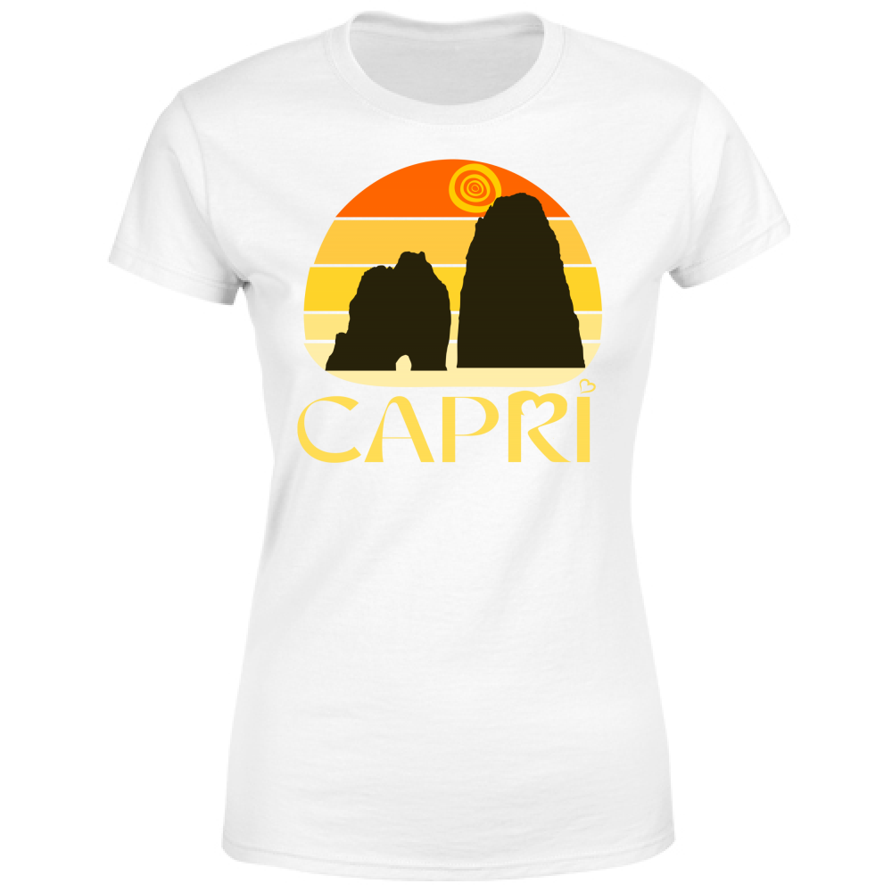 Women's T-Shirt CAPRI SUNSET VINTAGE YELLOW WRITING