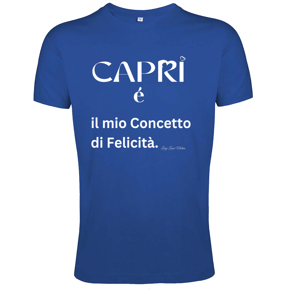 T-Shirt Men Fit Capri é il mio concetto di Felicità scritta Bian