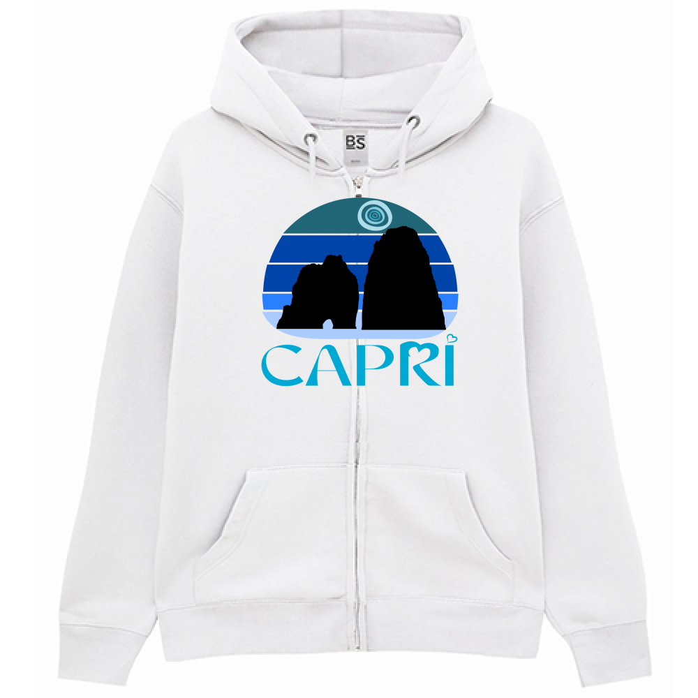 Felpa Premium Cappuccio Zip CAPRI VINTAGE TRAMONTO AZZURRATO