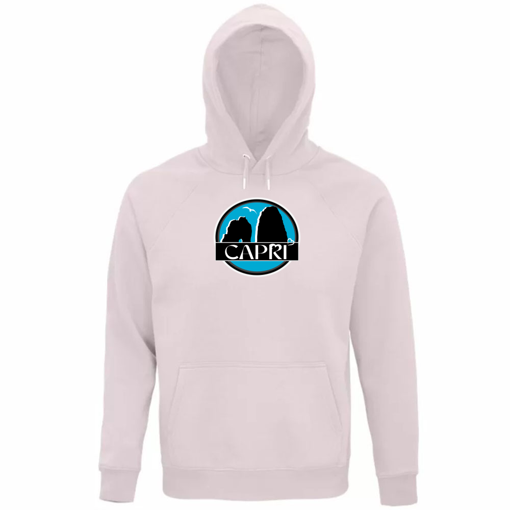 Felpa Organica Unisex Cappuccio CAPRI CERCHIO MAGICO CON  FARAGLIONI