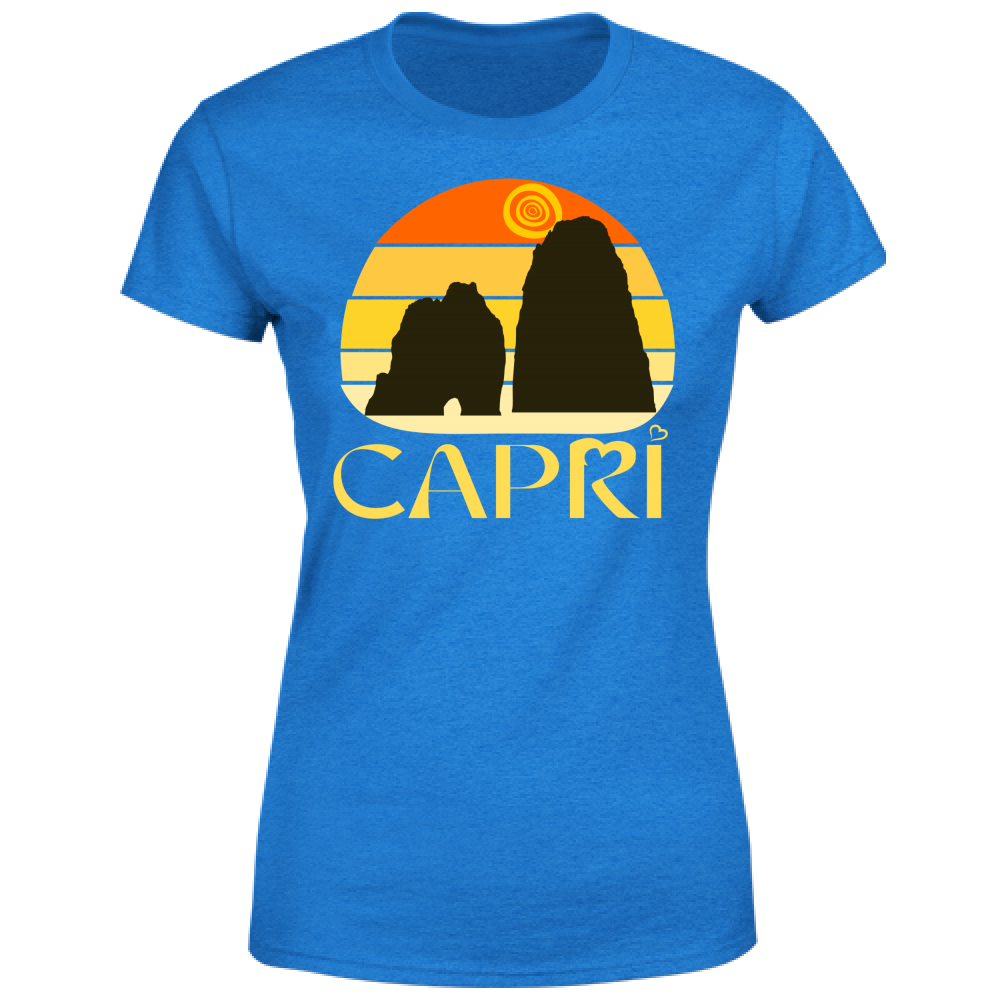 Women's T-Shirt CAPRI SUNSET VINTAGE YELLOW WRITING