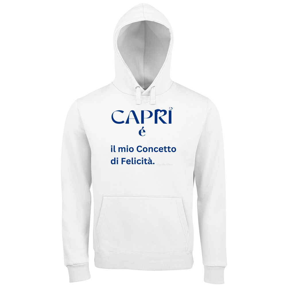 Hoodie Premium Men Capri é il mio concetto di Felicità scritta Blue