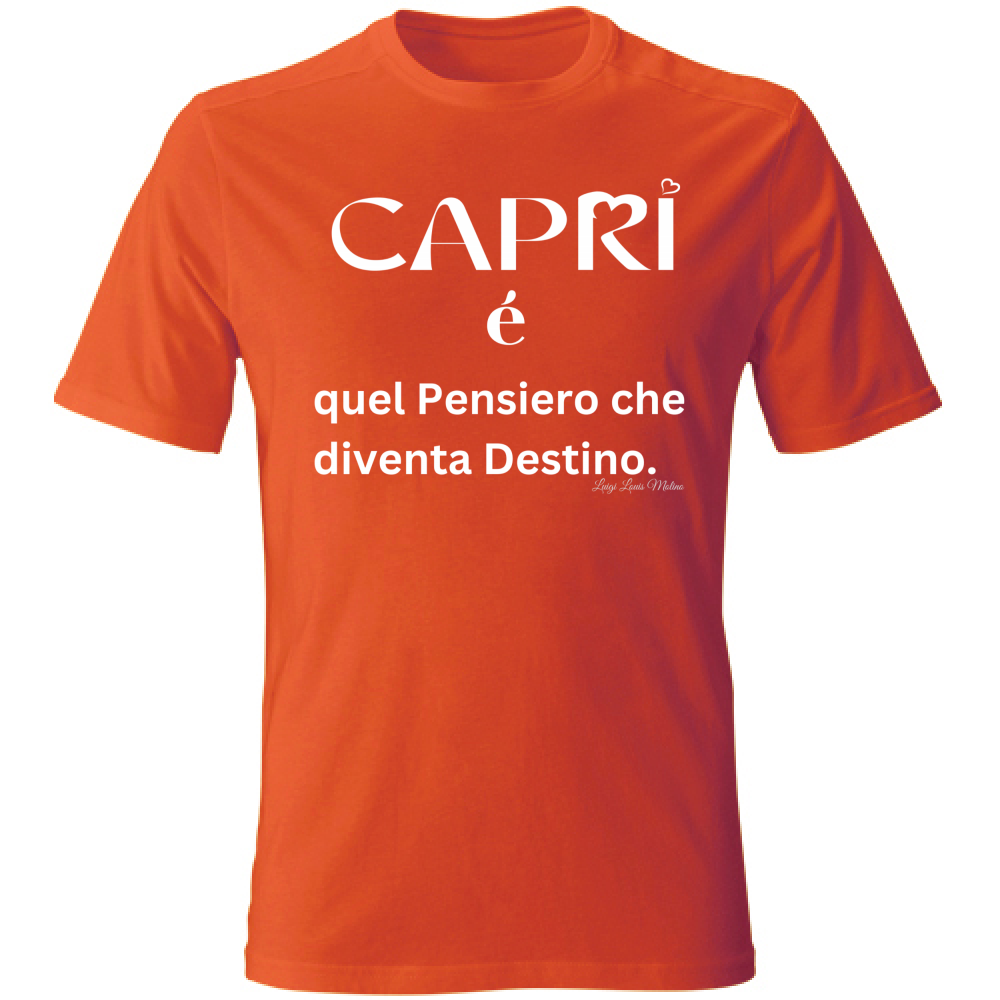 T-Shirt Unisex Capri quel Pensiero che diventa Destino scritta bi