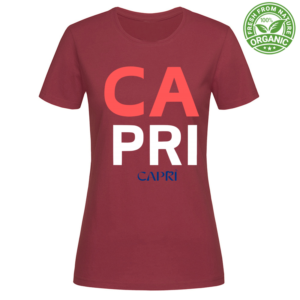 T-Shirt Woman Organic CAPRI DESIGN SCRITTA ROSSA