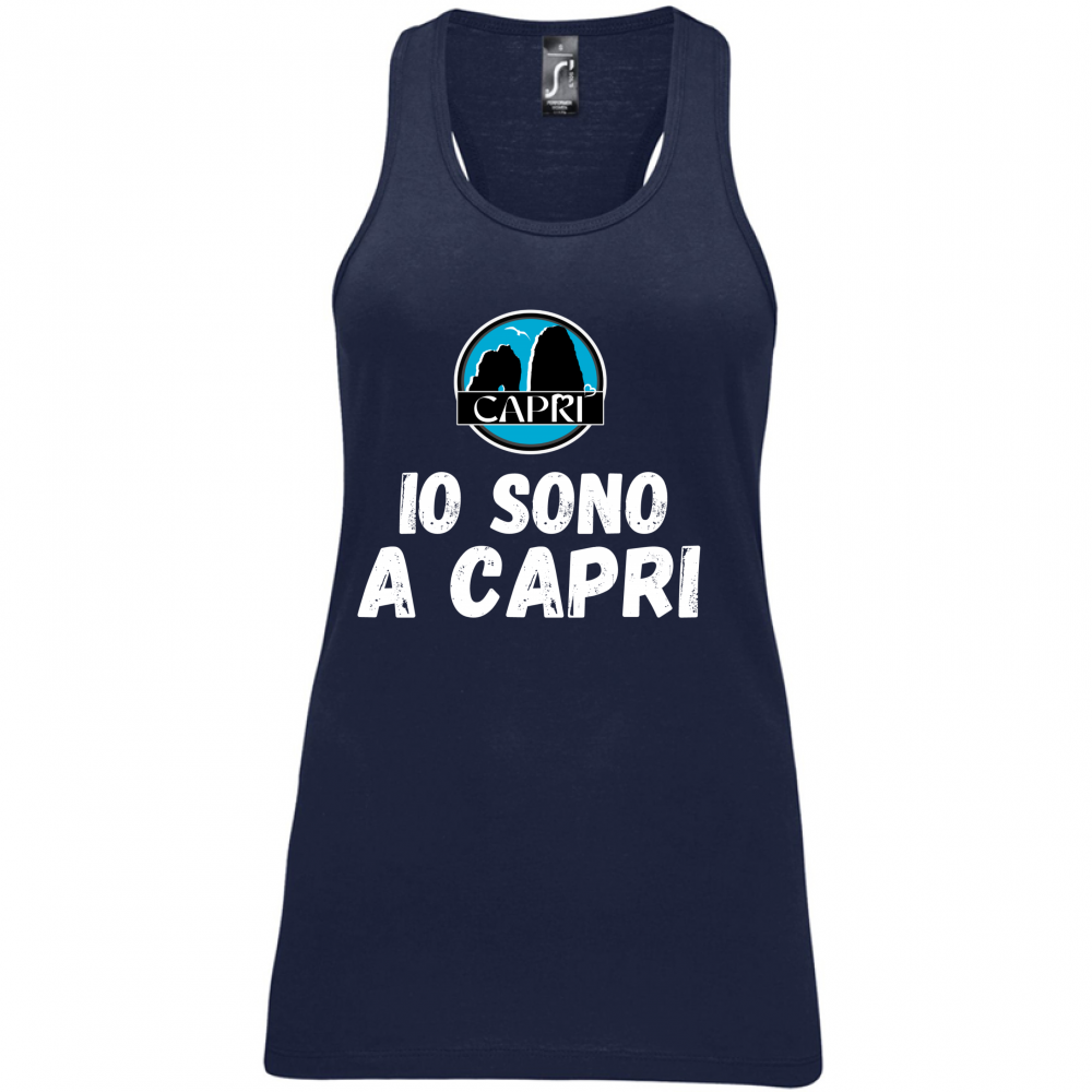 Canotta Donna IO SONO A CAPRI SCRITTA BIANCA