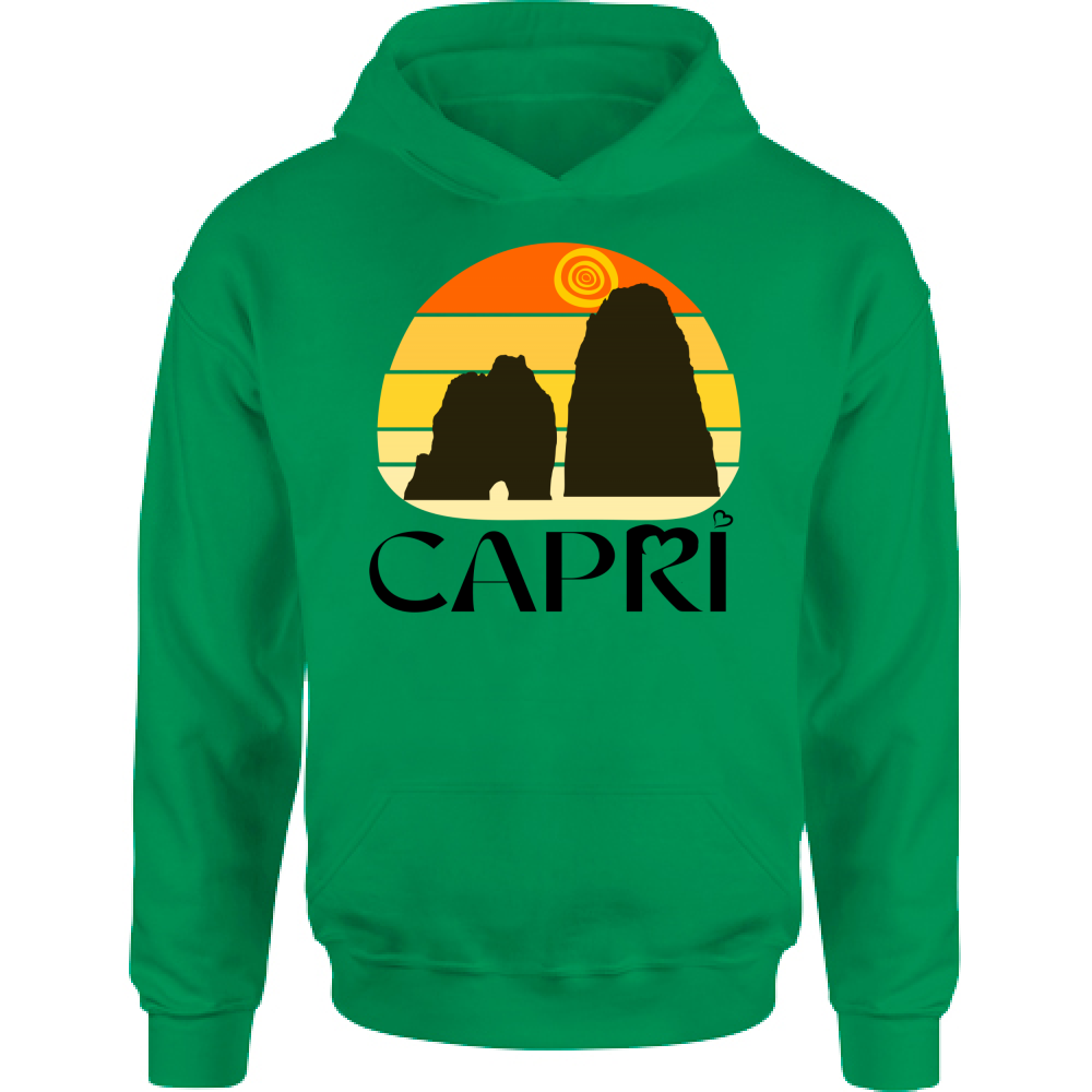 Felpa Bambino con Cappuccio CAPRI TRAMONTO VINTAGE SCRITTA NERA