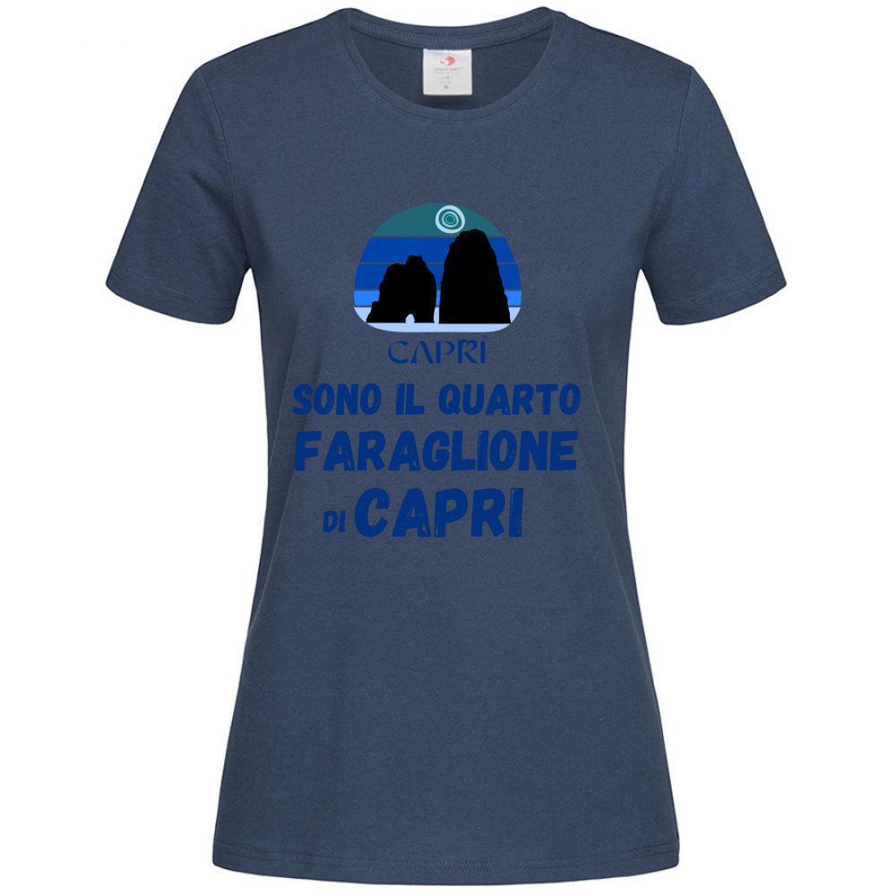 T-Shirt Women Premium SONO IL QUARTO FARAGLIONE DI CAPRI SCRITTA BLUE