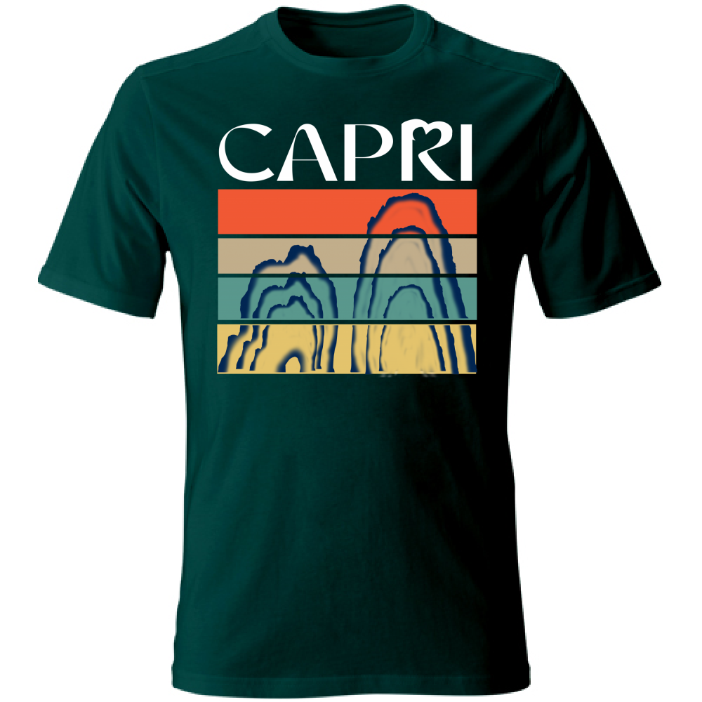 T-Shirt Unisex CAPRI PORZIONI FARAGLIONI SCRITTA BIANCA