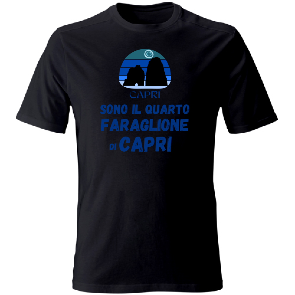 T-Shirt Unisex Large SONO IL QUARTO FARAGLIONE DI CAPRI SCRITTA BLUE
