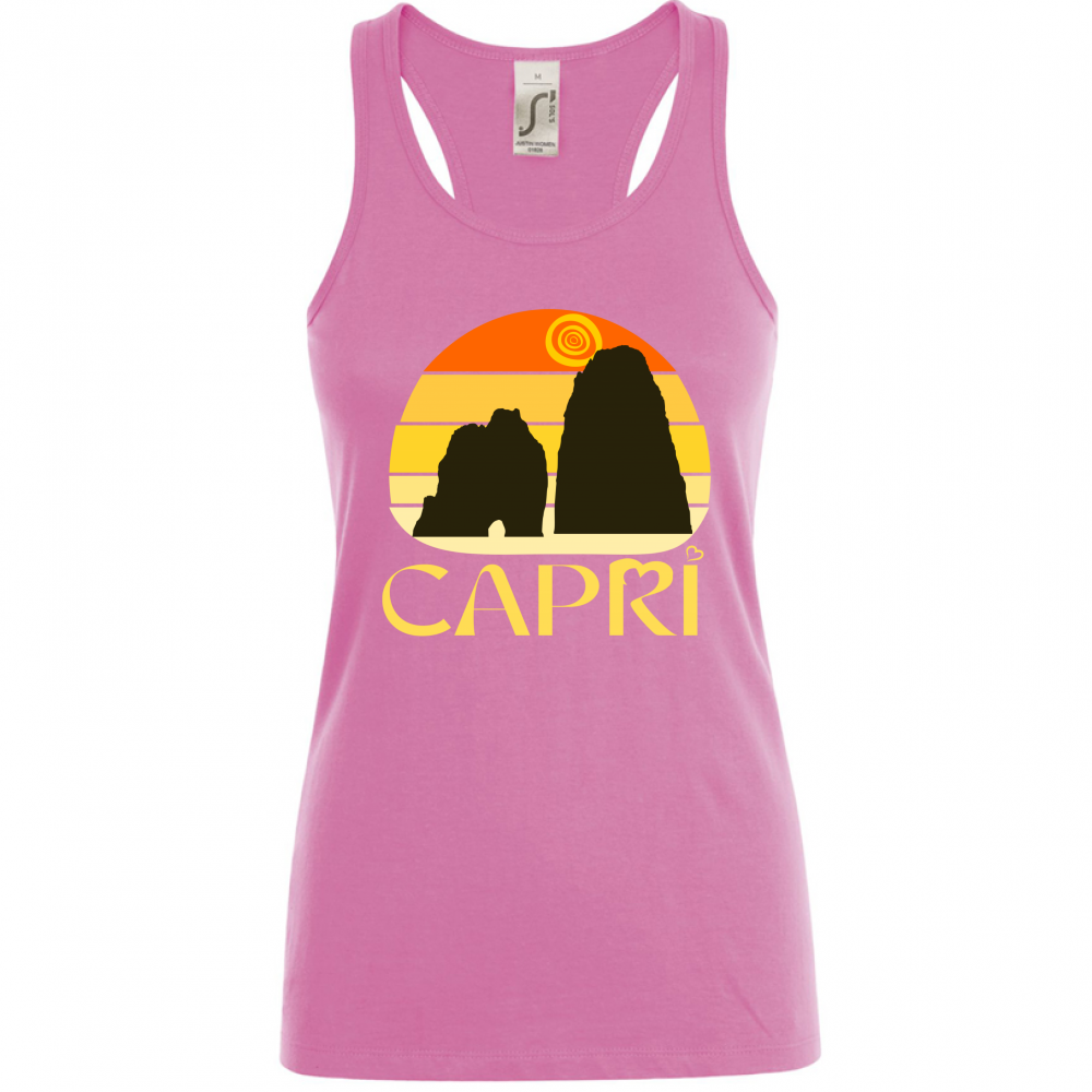 Canotta Donna CAPRI TRAMONTO VINTAGE SCRITTA GIALLO