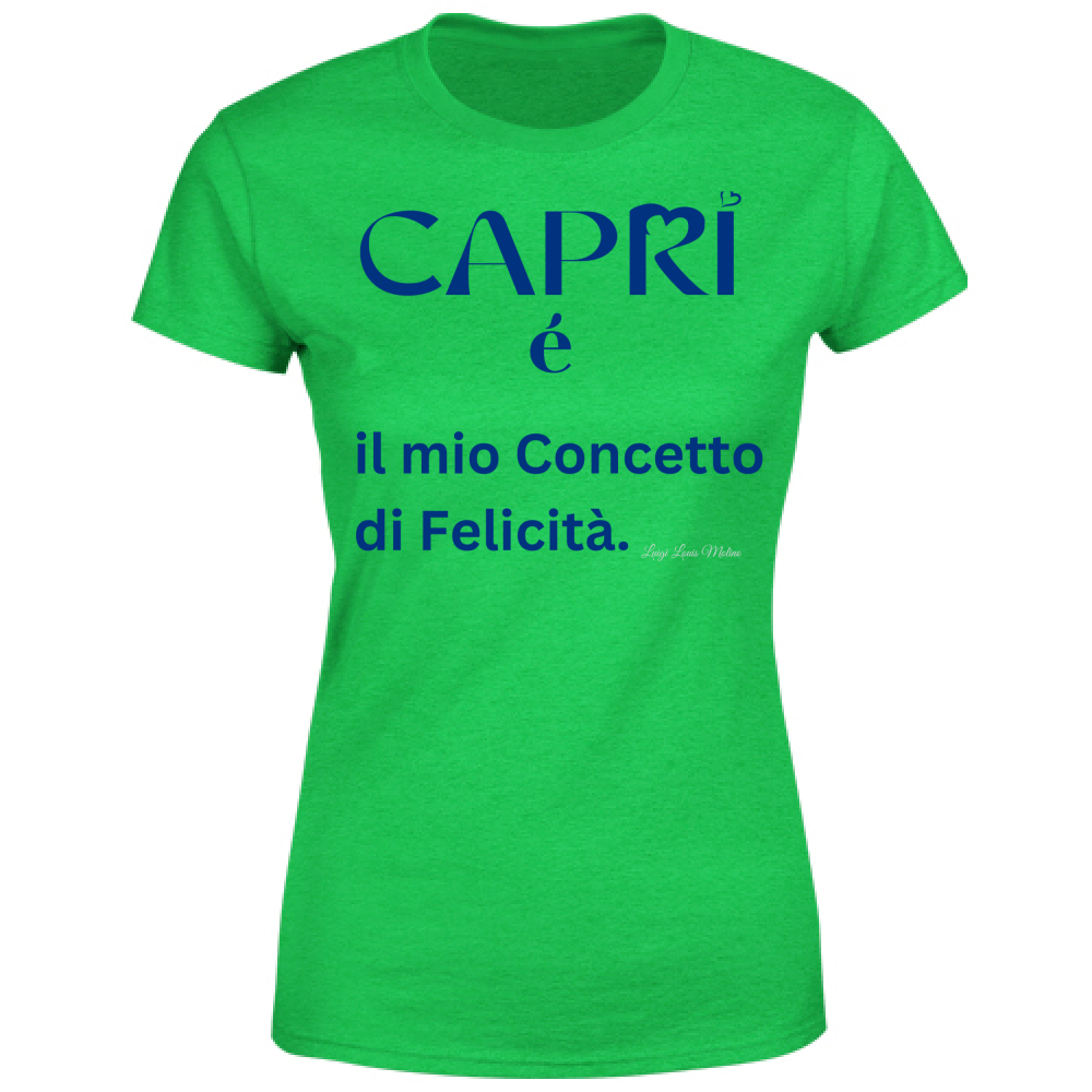 T-Shirt Donna Capri é il mio concetto di Felicità scritta Blue