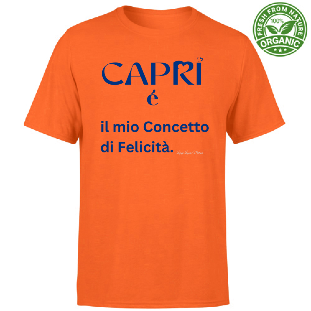 T-Shirt Bambino Organic Capri é il mio concetto di Felicità scritta Blue