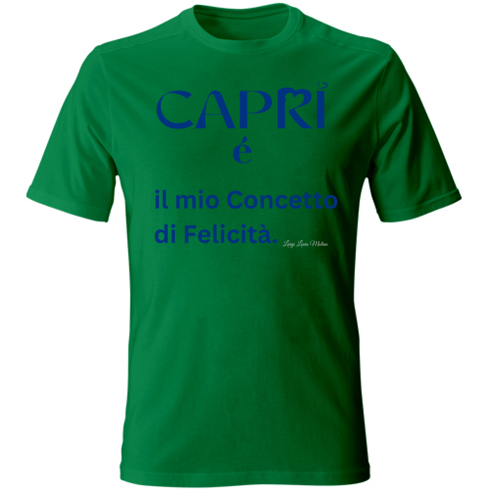 T-Shirt Bambino Capri é il mio concetto di Felicità scritta Blue