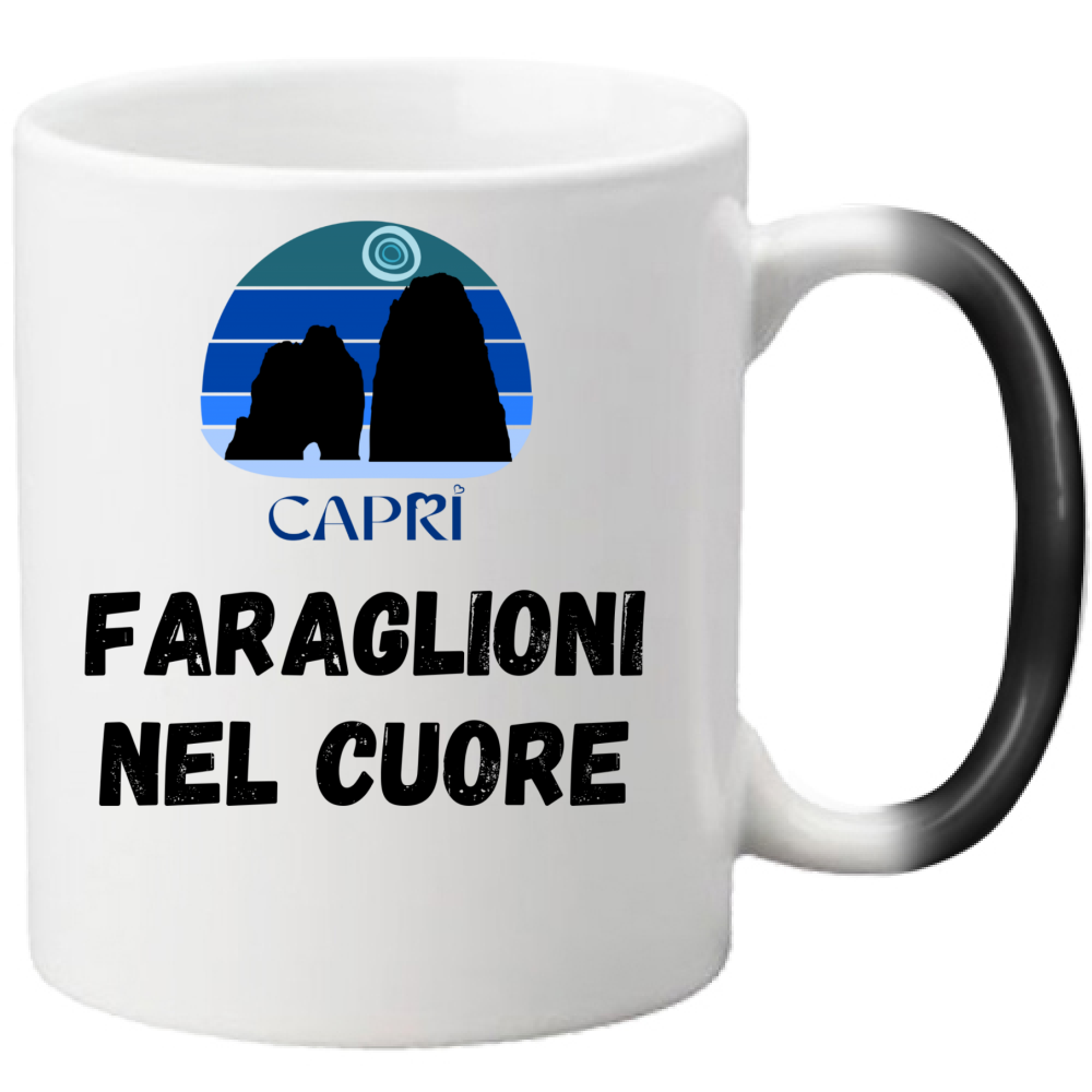 Magic Mug FARAGLIONI DI CAPRI IN THE HEART BLACK WRITING