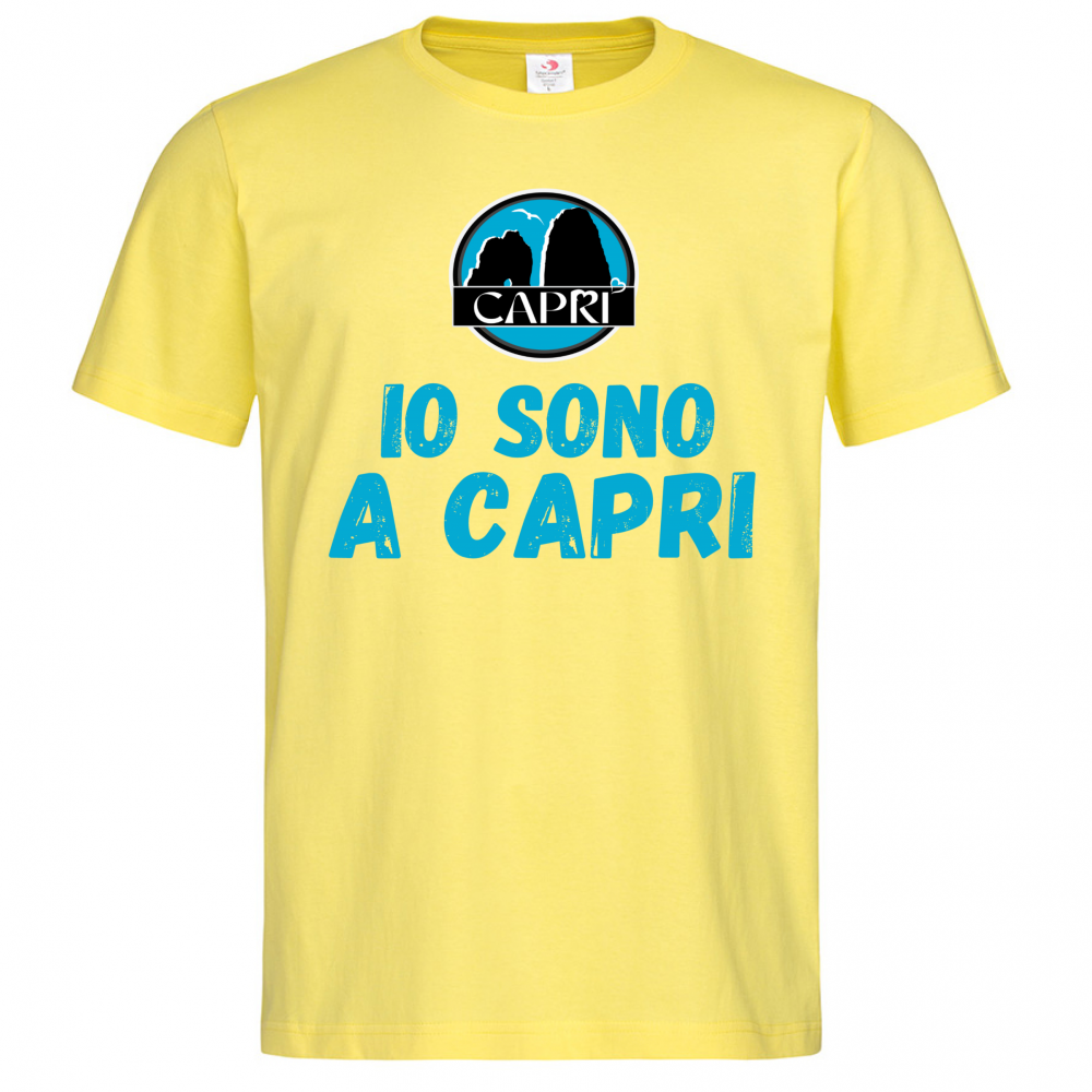 T-Shirt Men Premium IO SONO A CAPRI SCRITTA AZZURRA