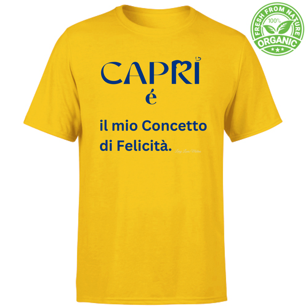 T-Shirt Bambino Organic Capri é il mio concetto di Felicità scritta Blue