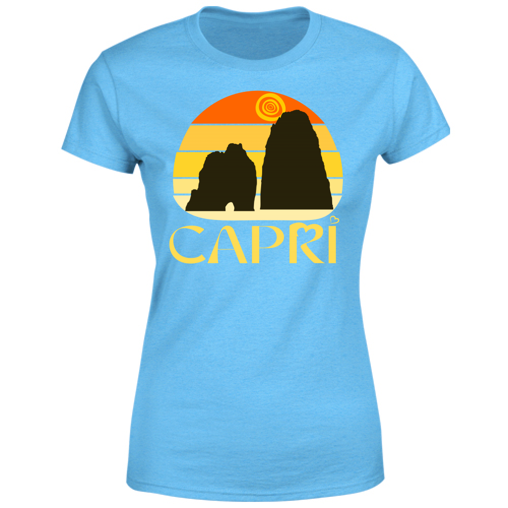Women's T-Shirt CAPRI SUNSET VINTAGE YELLOW WRITING