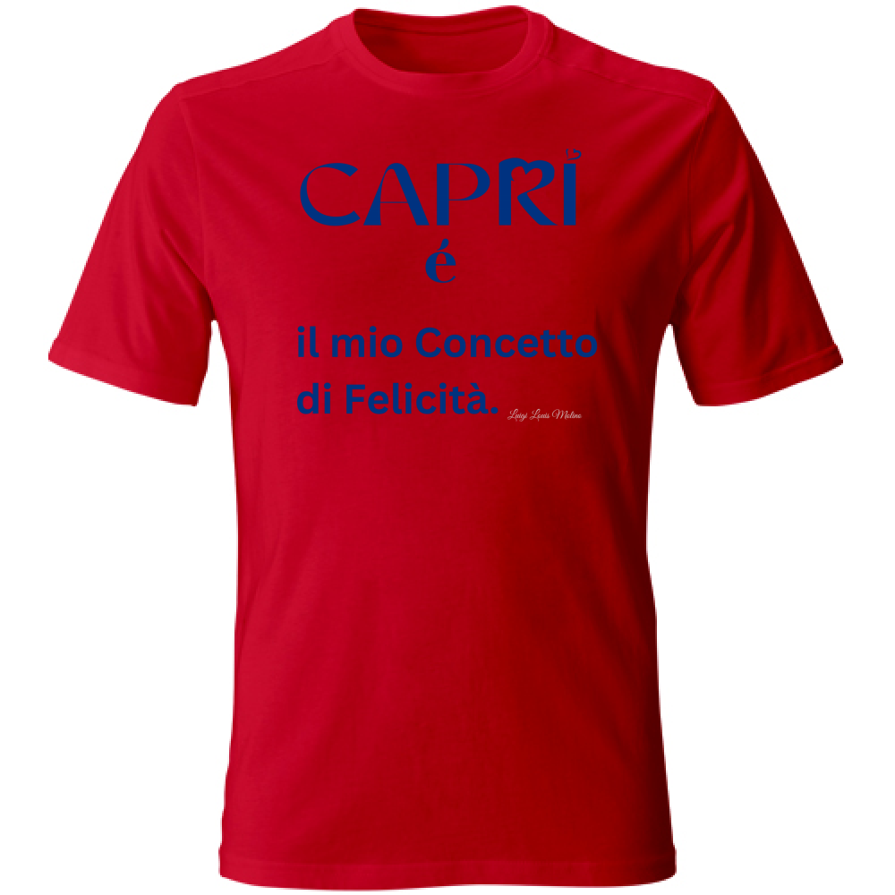 T-Shirt Unisex Large Capri é il mio concetto di Felicità scritta Blue