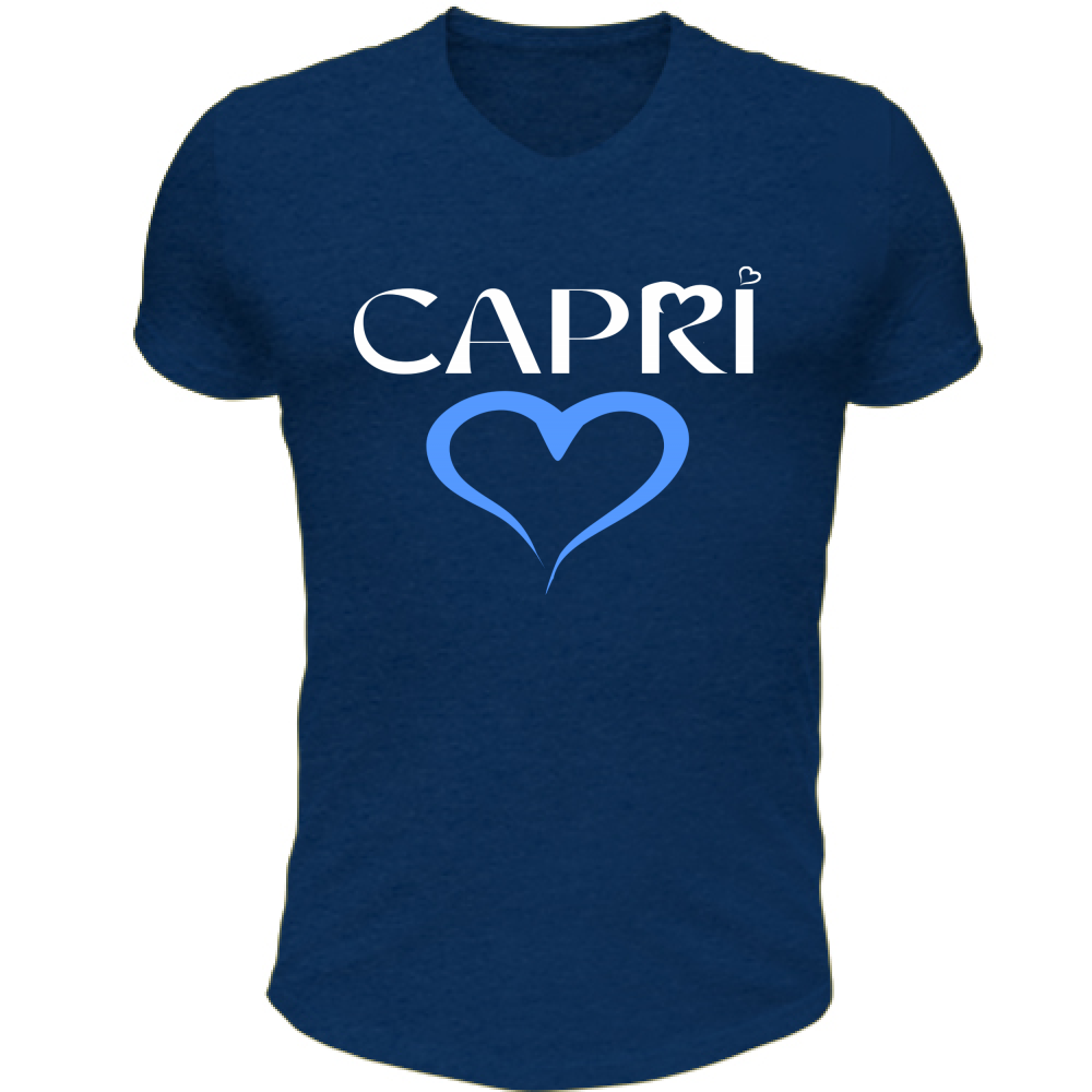 T-Shirt Unisex Scollo V CAPRI CUORE AZZURRO
