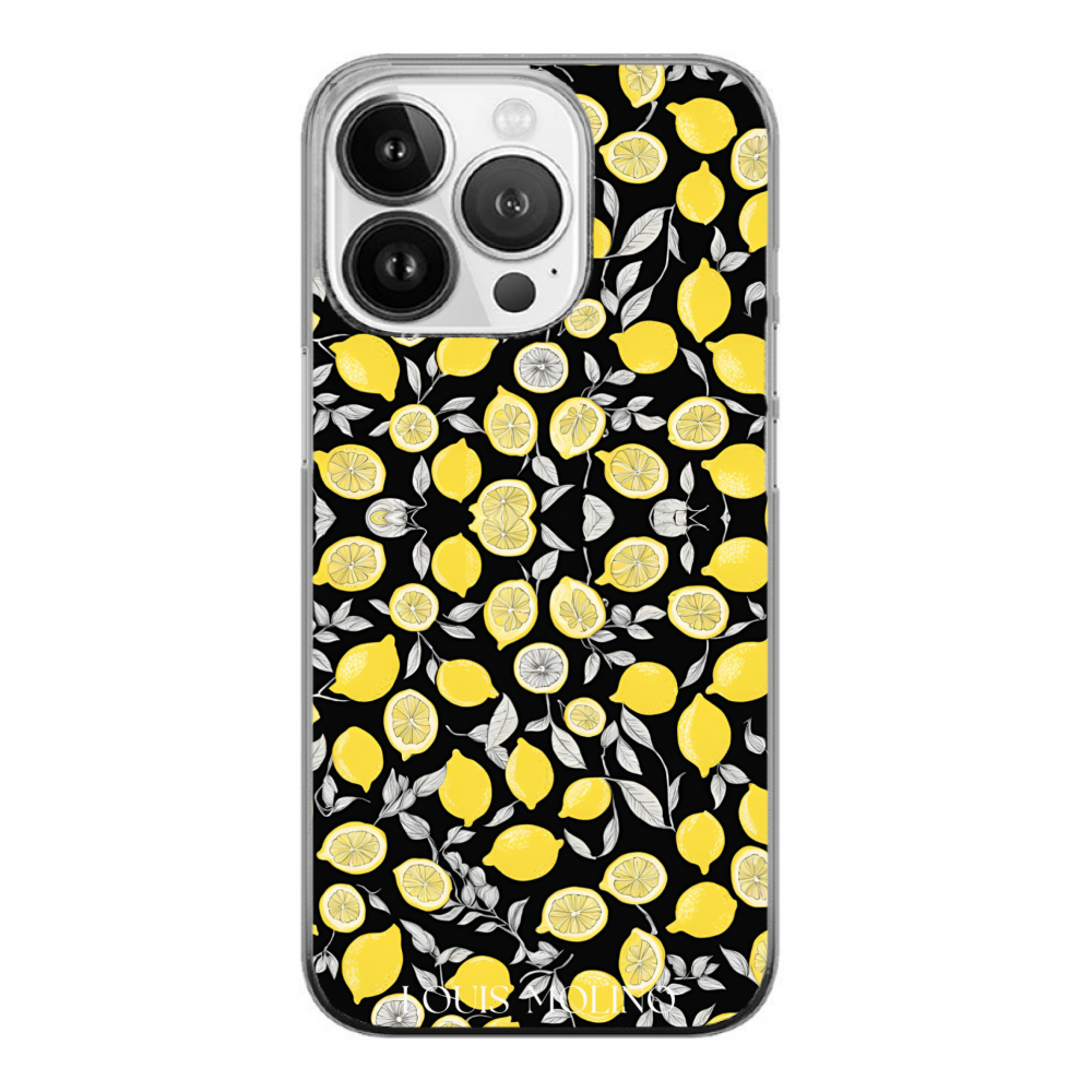 Cover Gomma iPhone 15 LEMON GRAY+BLACK CAPRI