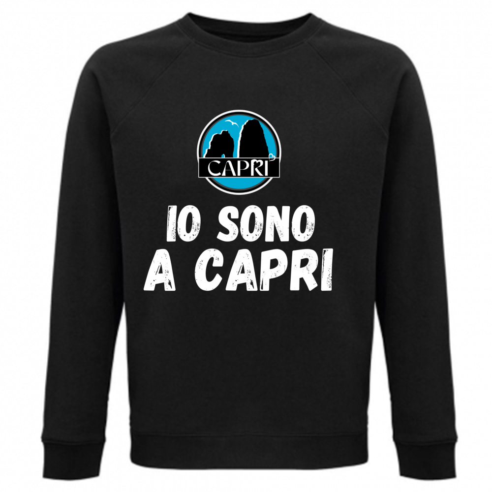 Felpa Unisex Organica IO SONO A CAPRI SCRITTA BIANCA