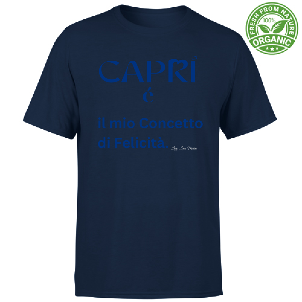 T-Shirt Bambino Organic Capri é il mio concetto di Felicità scritta Blue