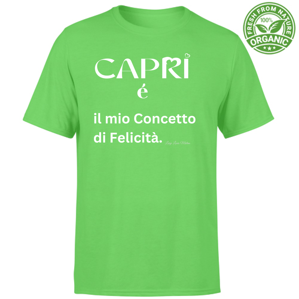 T-Shirt Bambino Organic Capri é il mio concetto di Felicità scritta Bian