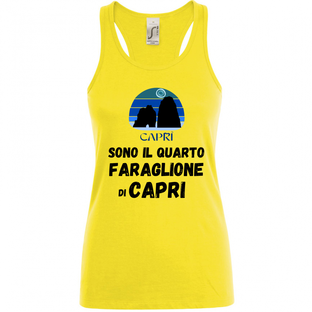 Canotta Donna SONO IL QUARTO FARAGLIONE DI CAPRI SCRITTA NERA