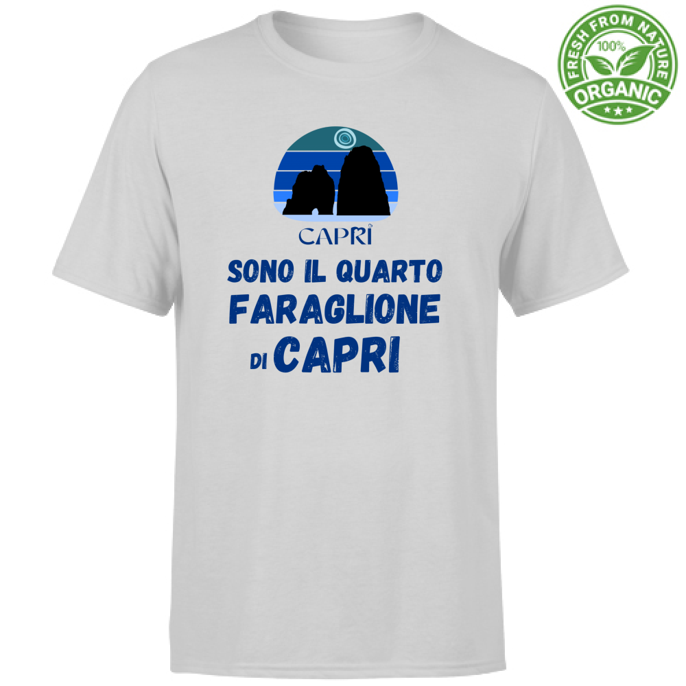 T-Shirt Unisex Organic SONO IL QUARTO FARAGLIONE DI CAPRI SCRITTA BLUE