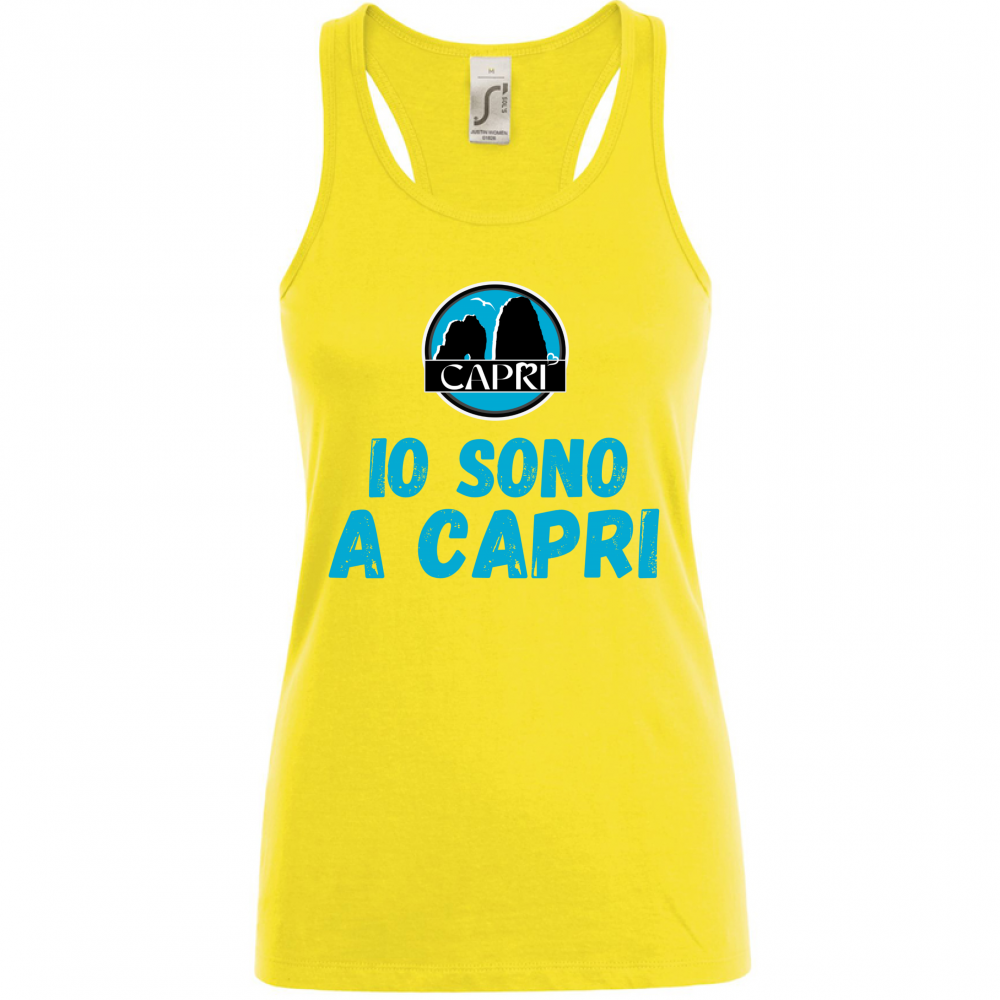 Canotta Donna IO SONO A CAPRI SCRITTA AZZURRA