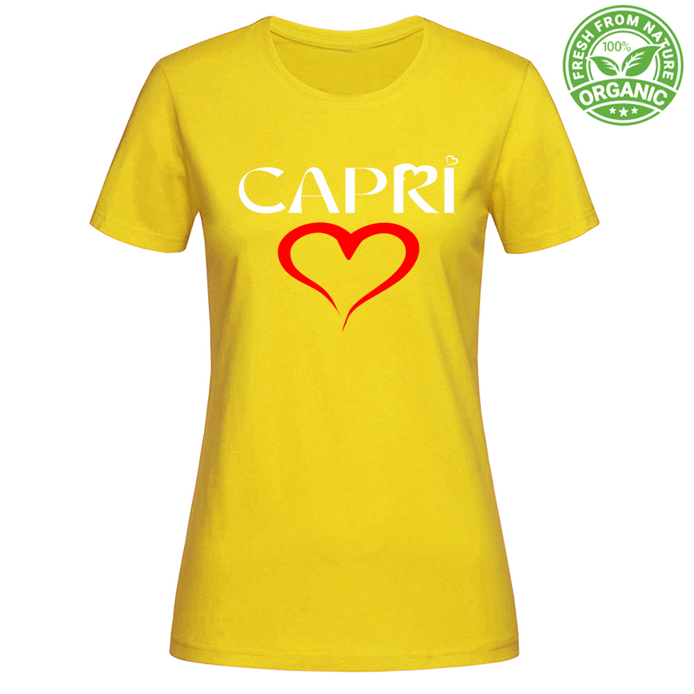 T-Shirt Woman Organic HEART CAPRI RED