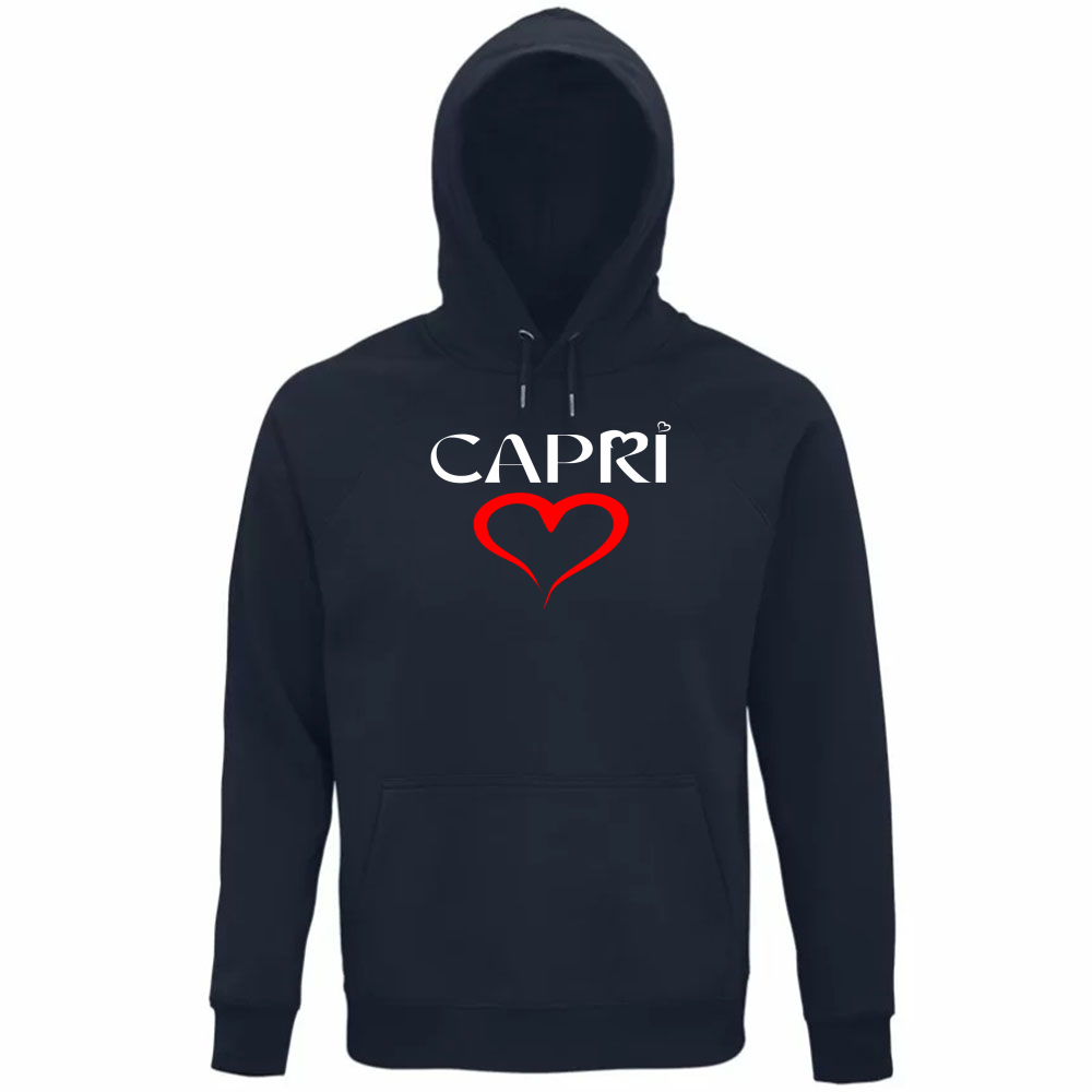 Unisex Organic Hoodie HEART CAPRI RED