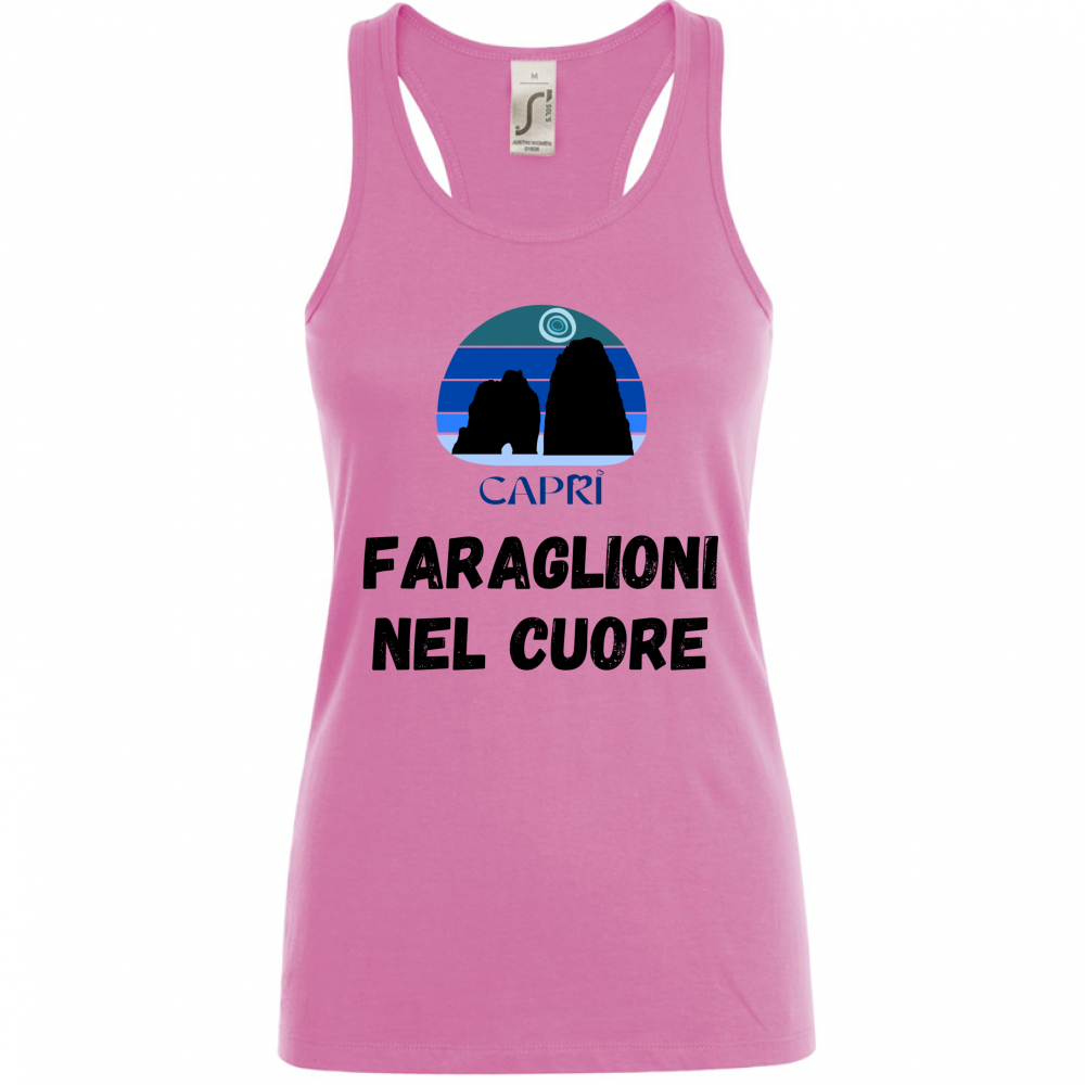 Canotta Donna FARAGLIONI DI CAPRI NEL CUORE SCRITTA NERA