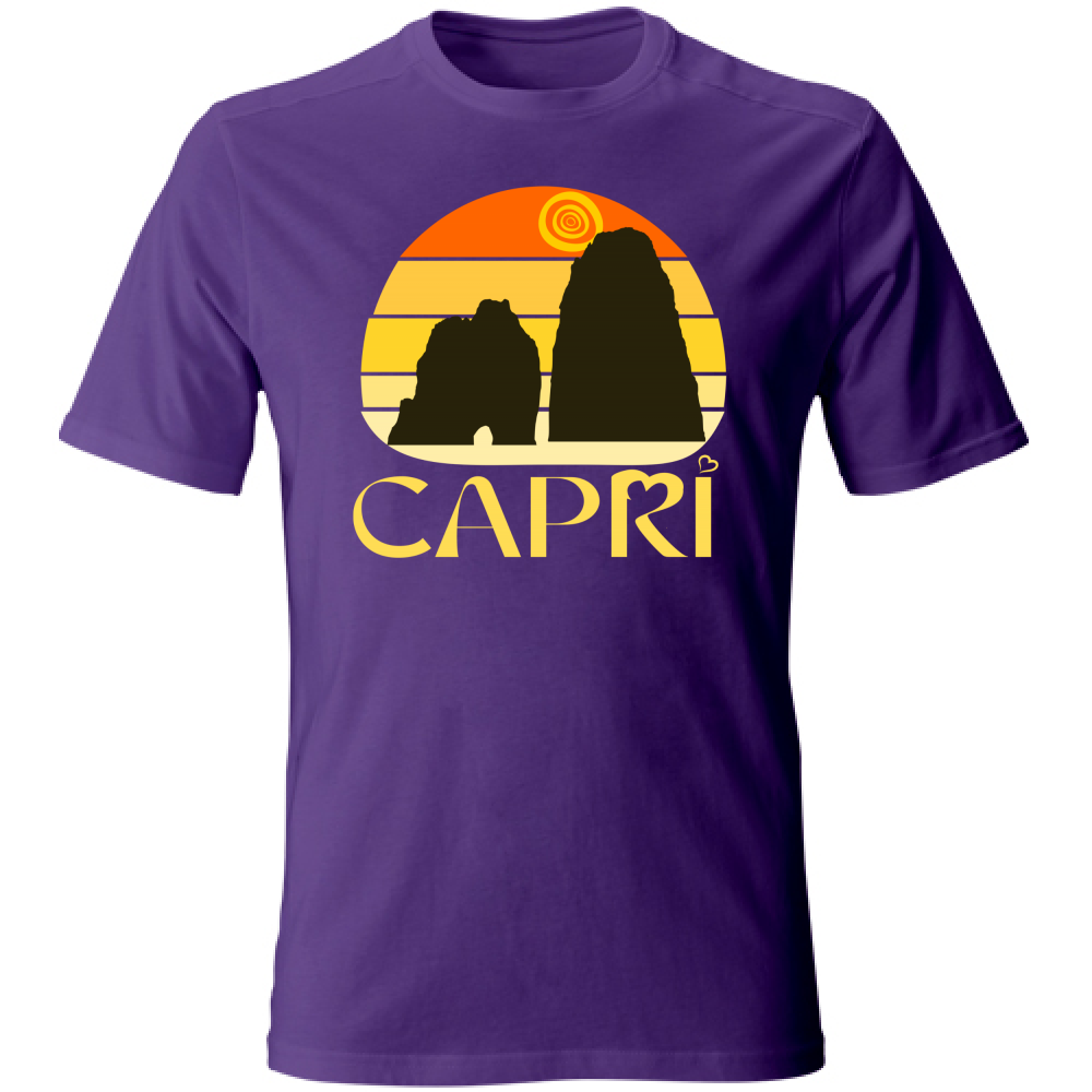 T-Shirt Unisex CAPRI TRAMONTO VINTAGE SCRITTA GIALLO
