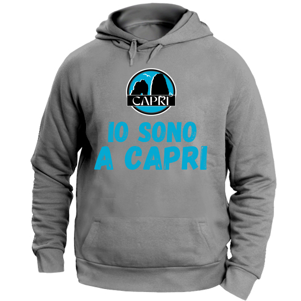 Felpa con Cappuccio Unisex Large IO SONO A CAPRI SCRITTA AZZURRA