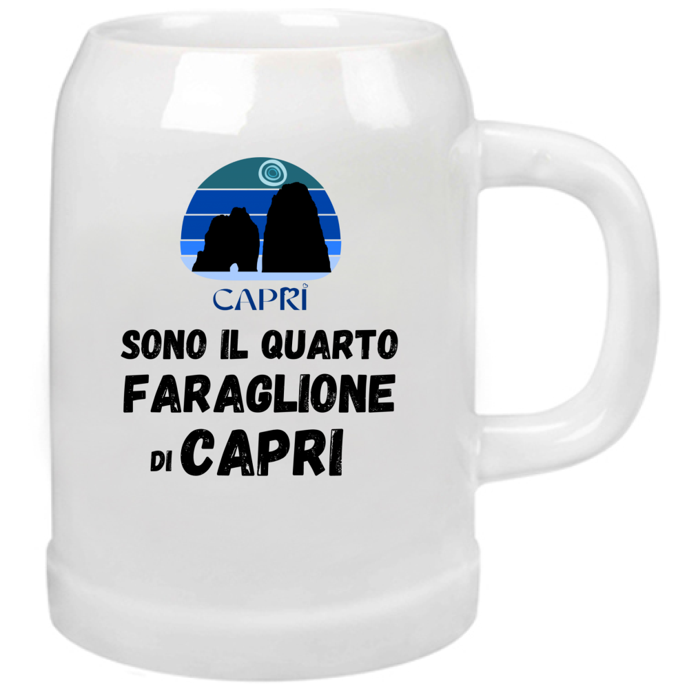 Beer Mug I AM THE FOURTH FARAGLIONE OF CAPRI BLACK WRITING