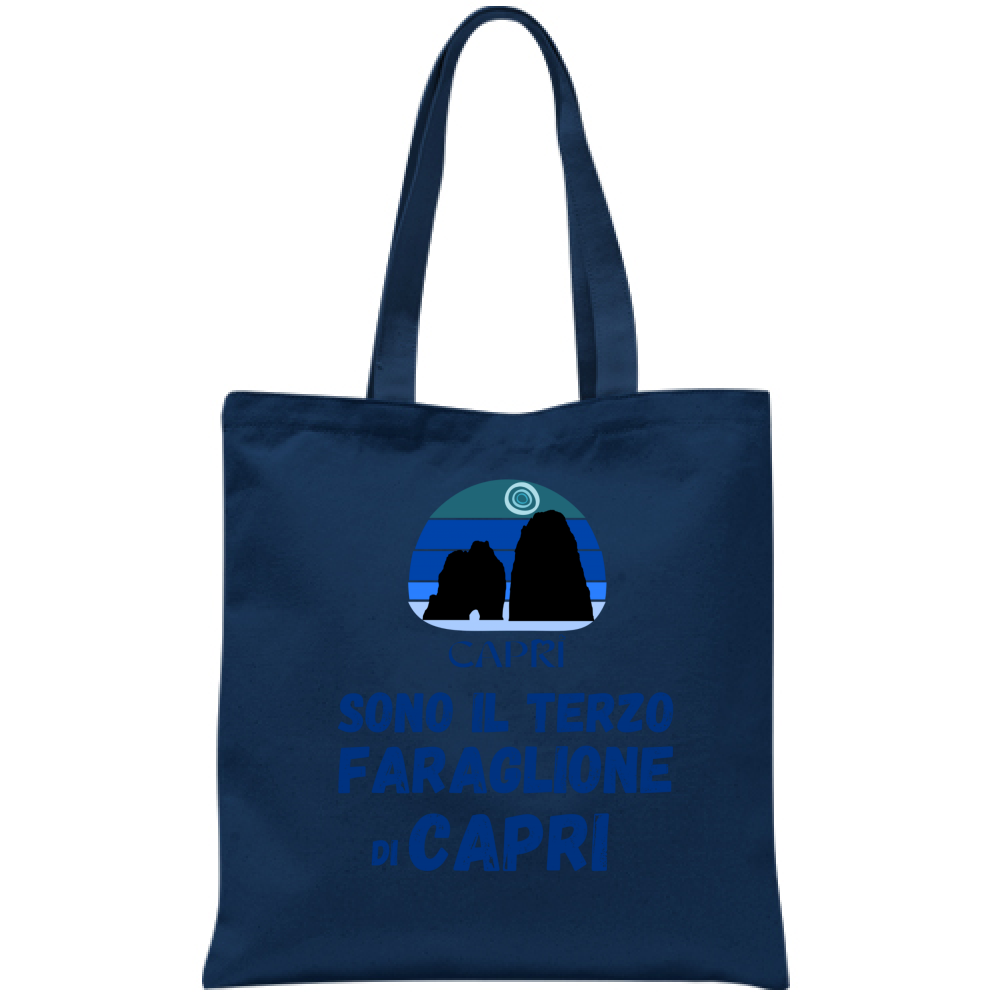 Bag I AM THE THIRD FARAGLIONE OF CAPRI BLUE WRITING