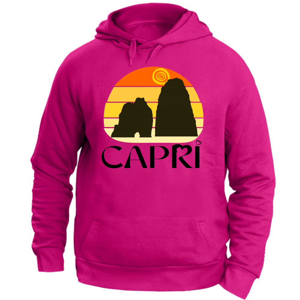 Felpa Unisex con Cappuccio CAPRI TRAMONTO VINTAGE SCRITTA NERA