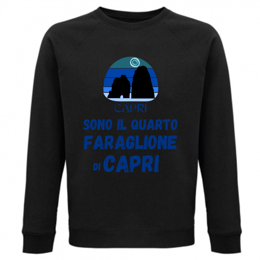 Felpa Unisex Organica SONO IL QUARTO FARAGLIONE DI CAPRI SCRITTA BLUE