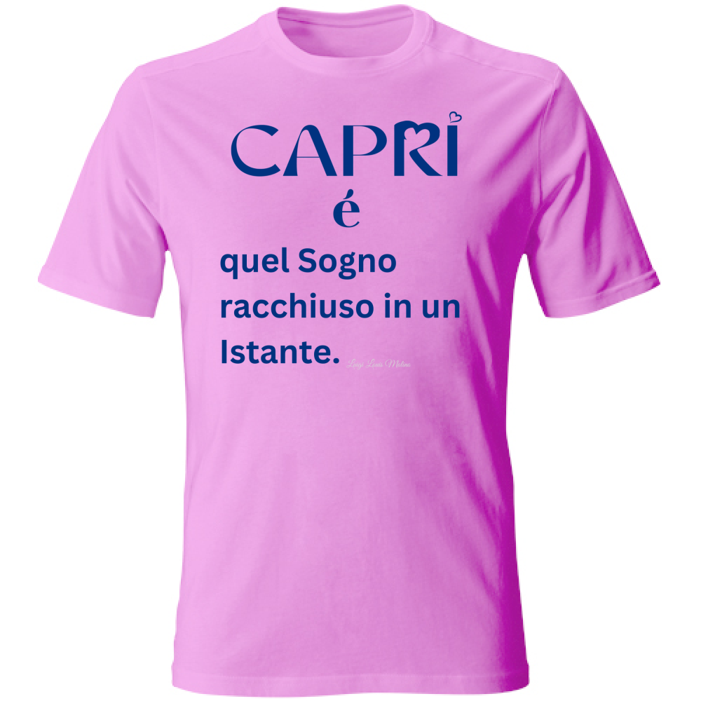 T-Shirt Bambino Capri Sogno racchiuso in un istante scritta Blue