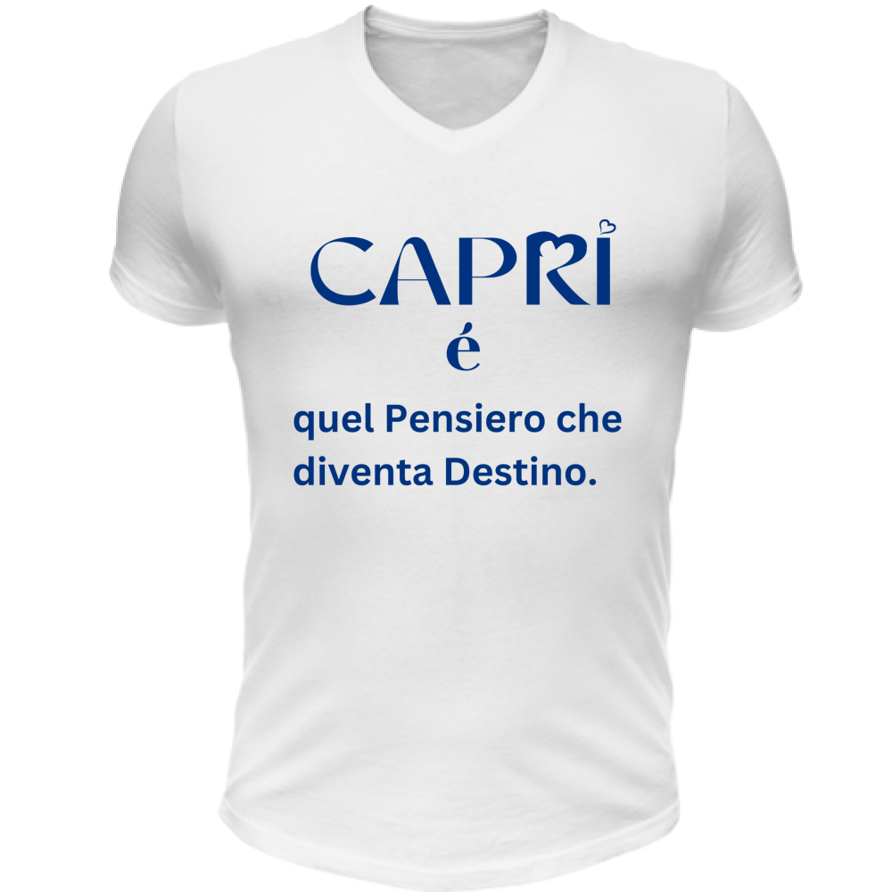 T-Shirt Unisex Scollo V Capri é quel pensiero che diventa Destino