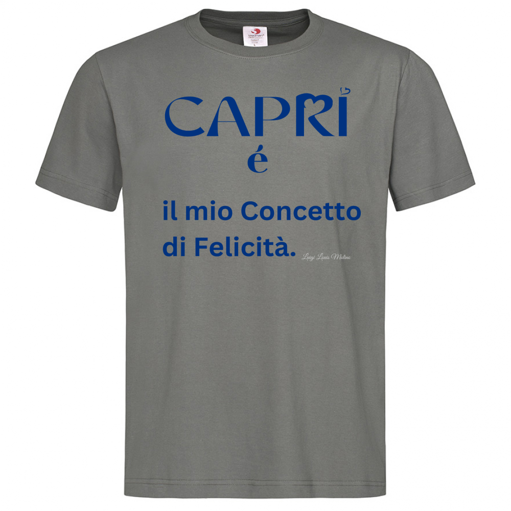 T-Shirt Men Premium Capri é il mio concetto di Felicità scritta Blue