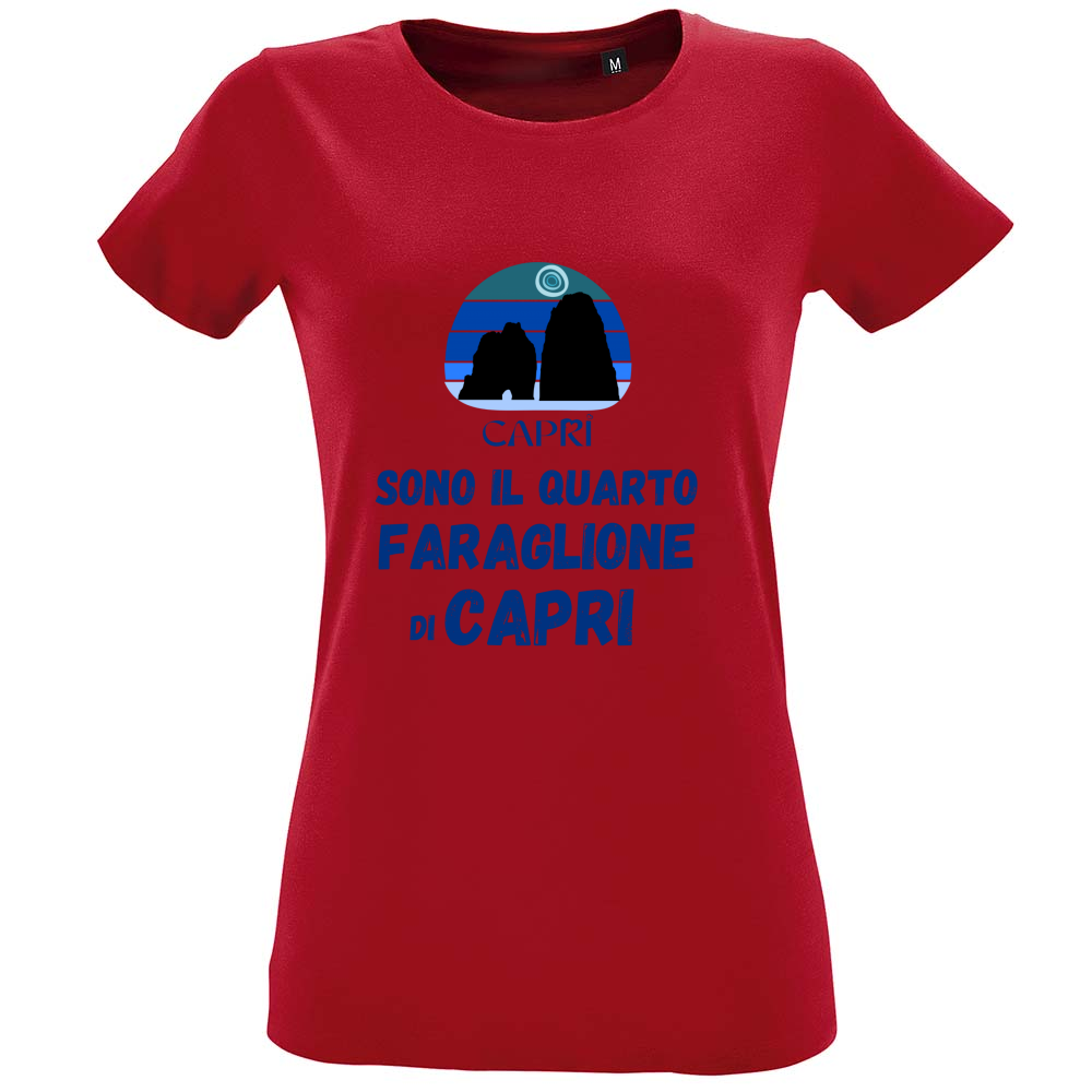 T-Shirt Women Fit SONO IL QUARTO FARAGLIONE DI CAPRI SCRITTA BLUE