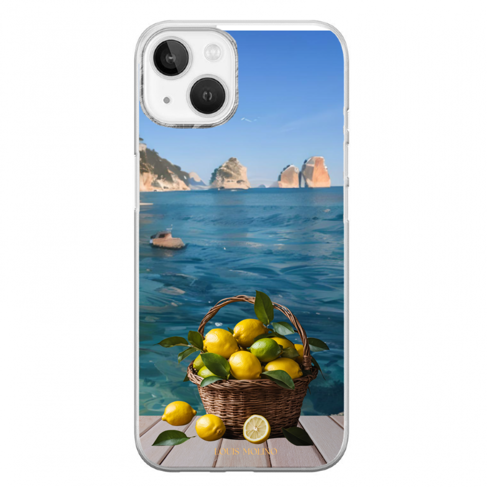 Cover Gomma iPhone 14 Plus LEMON  FARAGLIONI PAINT CAPRI