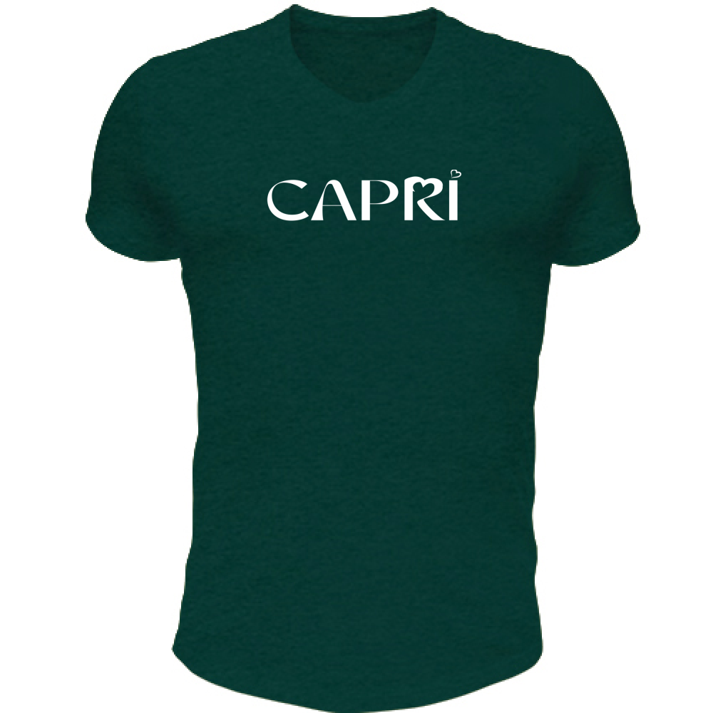 Unisex T-Shirt V-Neck CAPRI MINIMAL WHITE WRITING