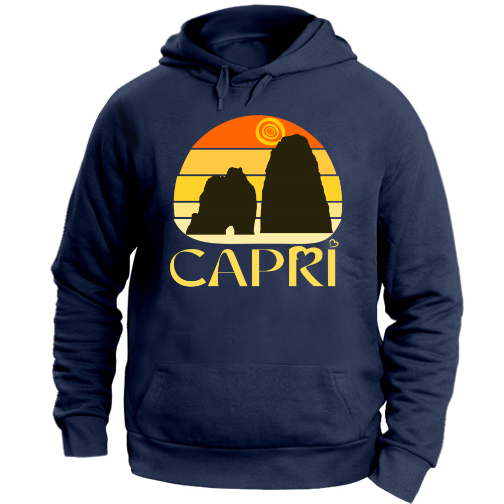 Unisex Hoodie CAPRI SUNSET VINTAGE YELLOW WRITING