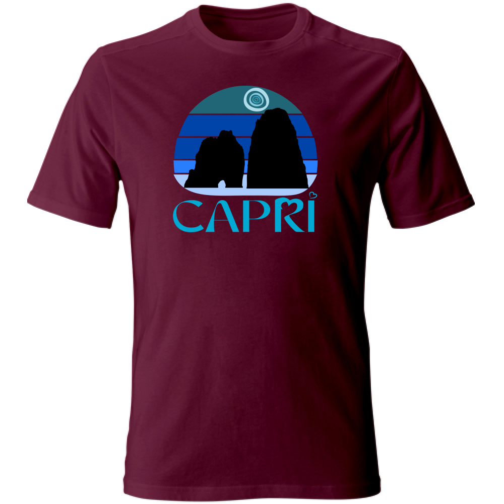 T-Shirt Unisex CAPRI VINTAGE TRAMONTO AZZURRATO