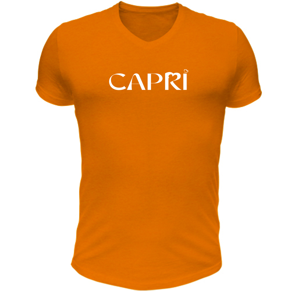Unisex T-Shirt V-Neck CAPRI MINIMAL WHITE WRITING