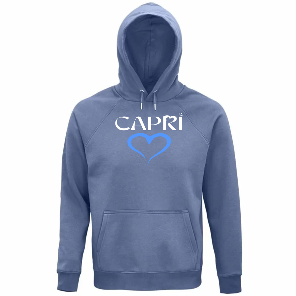 Unisex Organic Hoodie CAPRI HEART BLUE