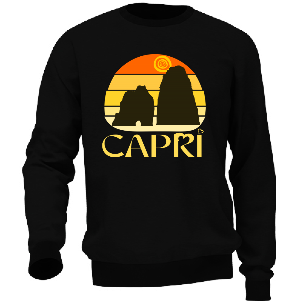 Felpa Unisex CAPRI TRAMONTO VINTAGE SCRITTA GIALLO